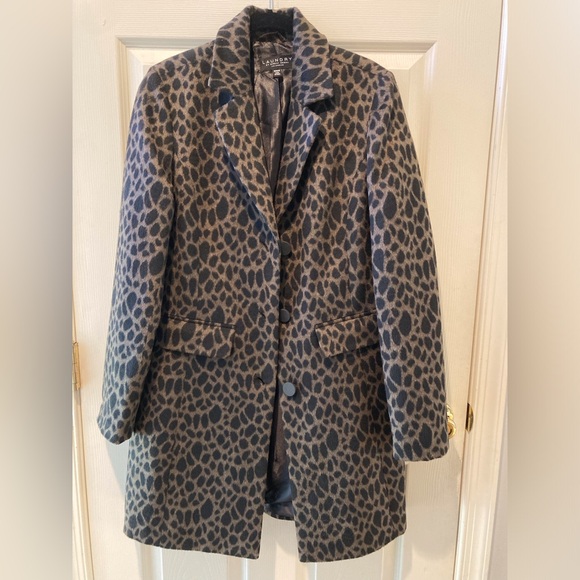 Shelli Segal WM SZM Fitted Animal Print Mid Length Jacket Contemporary Career - Picture 1 of 16